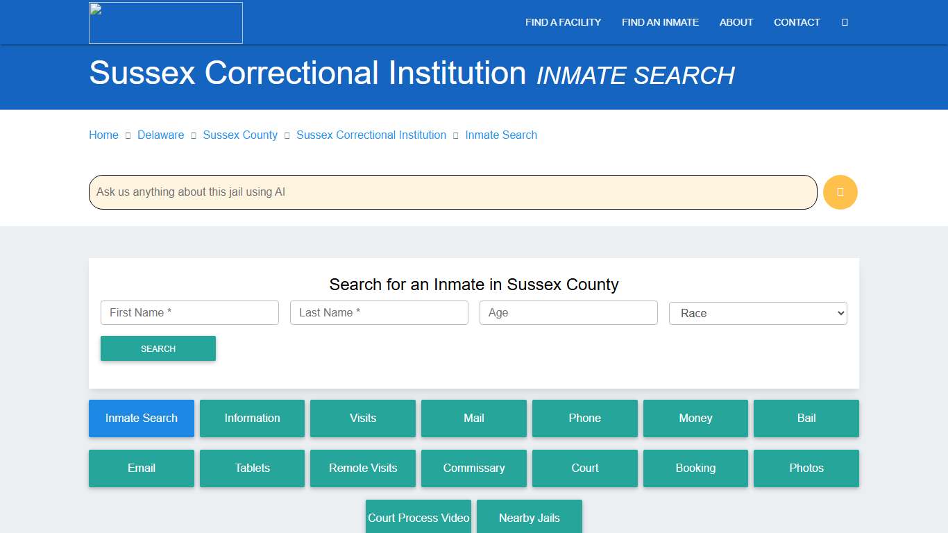 Sussex Correctional Institution, DE Inmate Search: Roster & Mugshots